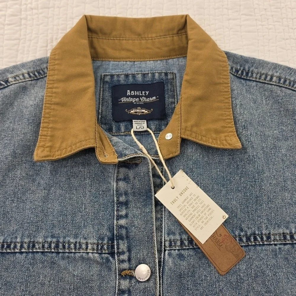 Ashley Vintage Charm Chore Jacket Mens L Large Denim NEW Deep Pockets NWT‎ Barn
